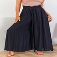 thumbnail image 2 of LYMAYTER Women Wide Leg Pants Summer Casual Long Pants for S-2XL Elastic Waist High Waisted Trousers, 2 of 7