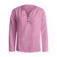 thumbnail image 4 of RMGVDSD T-Shirts for Women Womens Henley Tops Long Sleeve Shirts V-Neck Button Loose Casual Henley Tops T Shirt Fashion Blouses Trendy T Shirts Blouses, 4 of 5