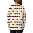 thumbnail image 5 of Women Valentines Scrub Jackets Plus Size Casual Long Sleeve Cute Love Heart Printed Scrub Tops Hoilday Button Snap Front Scrubs Medical Nurse Uniform Nursing Workwear with Pockets Beige 3XL, 5 of 5
