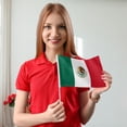thumbnail image 5 of Livetty 12PCS - Mexico Country Flag 5.5x8.2 inch Plastic Stick Polyester Fabric Stitched Edges Hand Held Mini Small Flags, 5 of 6