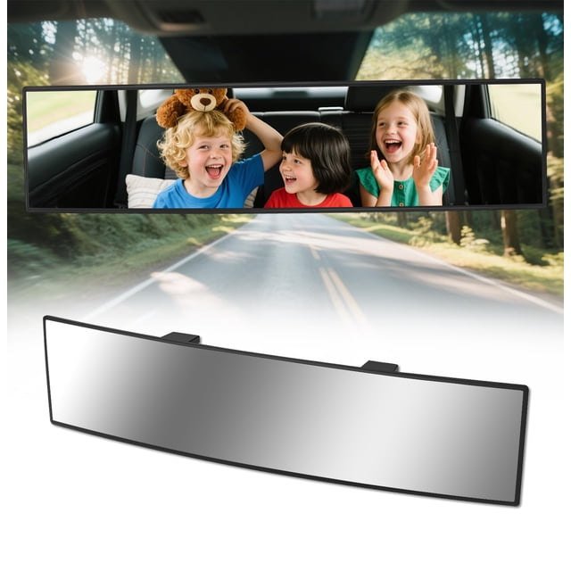 Espejo retrovisor HMMTyrack cromado antirreflejo de 35 cm de gran angular