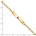 thumbnail image 3 of 14k Yellow Gold Bracelet Medical Curb 6.5 mm 7 in Red Enamel Flat Link ID, 3 of 4