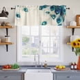 thumbnail image 4 of Peacock Feather Valances for Windows, Teal Ethnic Rustic Farmhouse Elegant Light Filtering Kitchen Curtains, Rod Pocket Window Valance Curtains for Living Room Bedroom, 60" W x 18" L, 2 Panels, 4 of 9