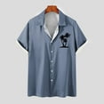 thumbnail image 2 of WREESH Men's Summer Button Down Shirts Short Sleeve Turndown Collar with a Refreshing Print for a Comfortable Fit Navy, 2 of 5