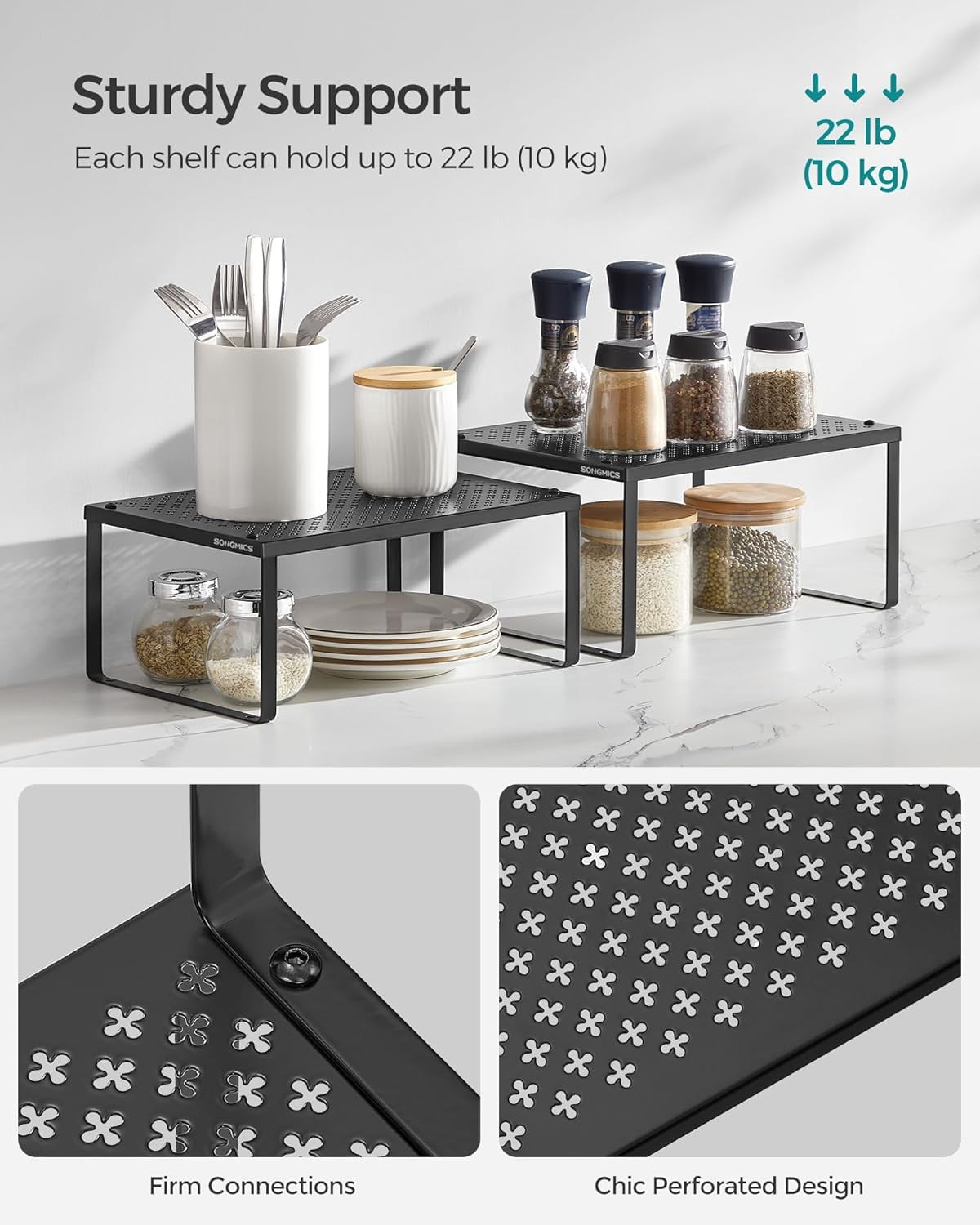 2 Pack Cabinet Organizer Shelf, Spice Rack, Countertop Organizer, for Kitchen
