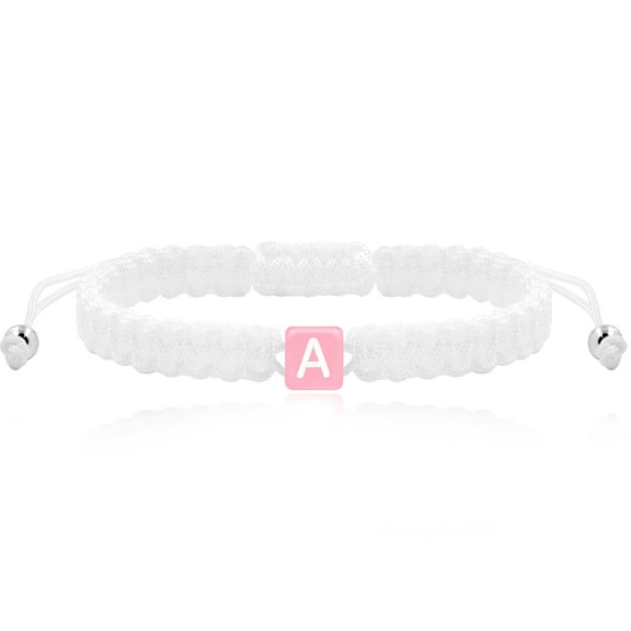 Woven Friendship Bracelets for Teen Girls Adjustable Braided Wrap Bracelets Boho String Bracelets for Women Men (White Rope-Letter A)