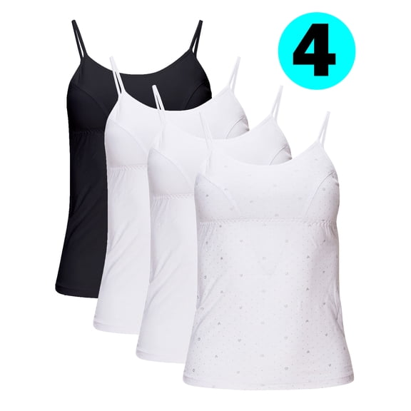 B2BODY Juniors Girls Camisole Cotton Shelf Bra Undershirts Girls Cami Multi-Pack