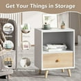 thumbnail image 6 of JAXPETY Set of 2 Mid-Century Modern Nightstand, Bedside Table with Drawer & Open Shelf for Home Office, White and Natural, 6 of 16