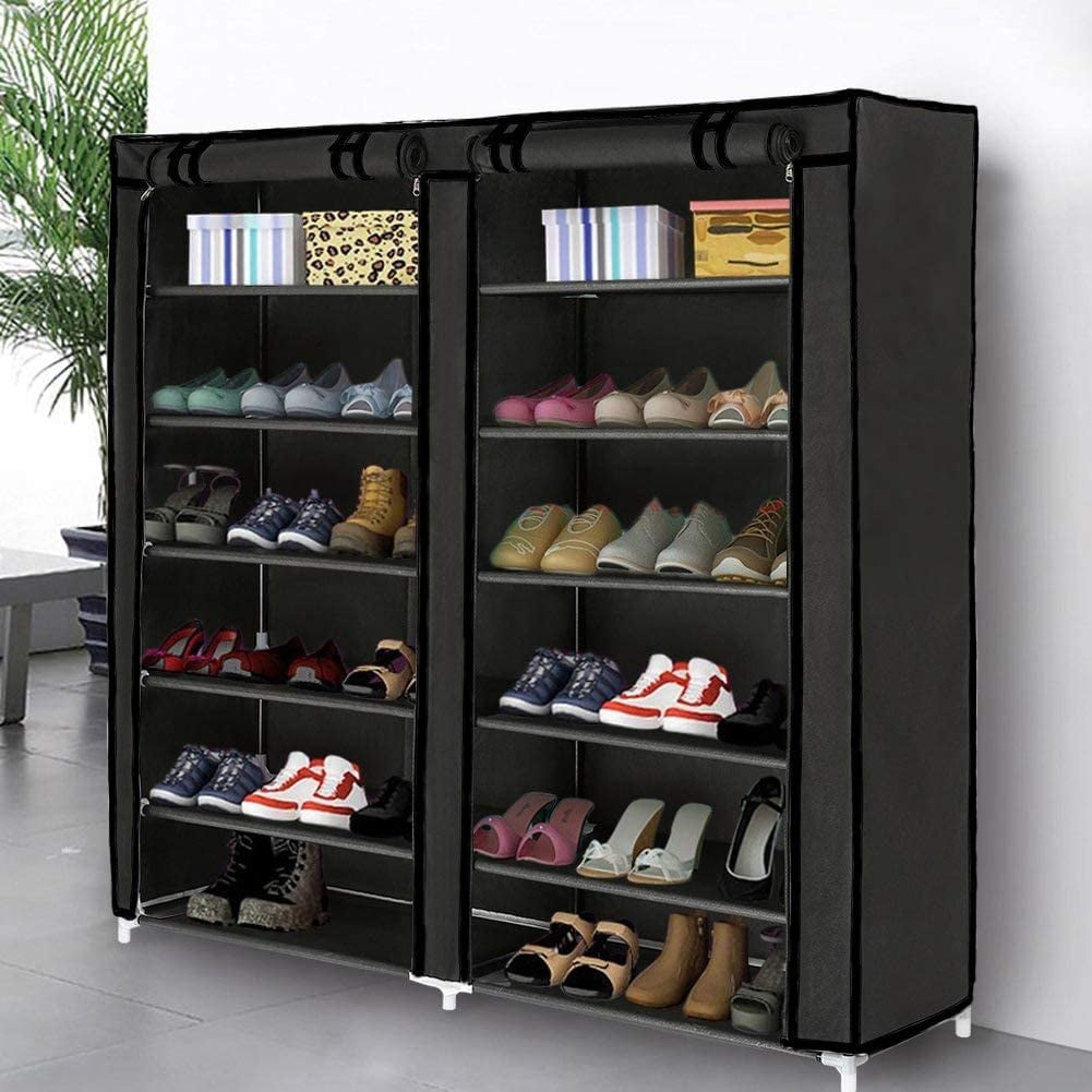 Dustproof Shoe Storage Organiser Boots 46 x 28 x 126 cm Grey RXJ024G02 Shoe Storage Cabinet with Non-Woven Fabric Cover Sneakers SONGMICS 7-Tier Shoe Rack Easy Assembly for Heels 