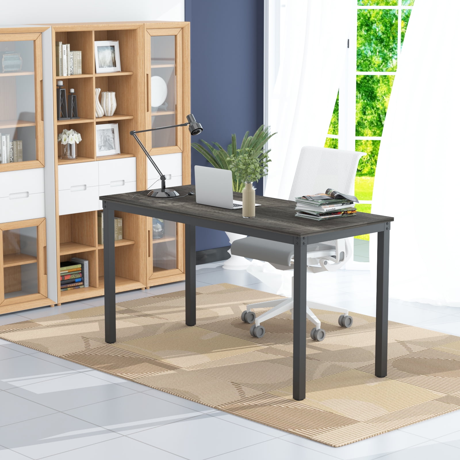 39 inch Computer Desk Home Office Desk Writing Study Table Modern Simple  Style PC Desk with Metal Frame Gaming Desk Workstation for Small  Space，Nature