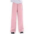thumbnail image 2 of CYRBOKO Girls Summer Sweatpants, Elastic Waist Lightweight Loose Cotton Straight-leg Pants Pink Size 12-13 T, 2 of 7
