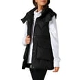 thumbnail image 4 of INSPIRE CHIC Women's Vest Winter Coat Hooded Zip Up Mid Long Sleeveless Quilted Padded Jacket S Black, 4 of 6