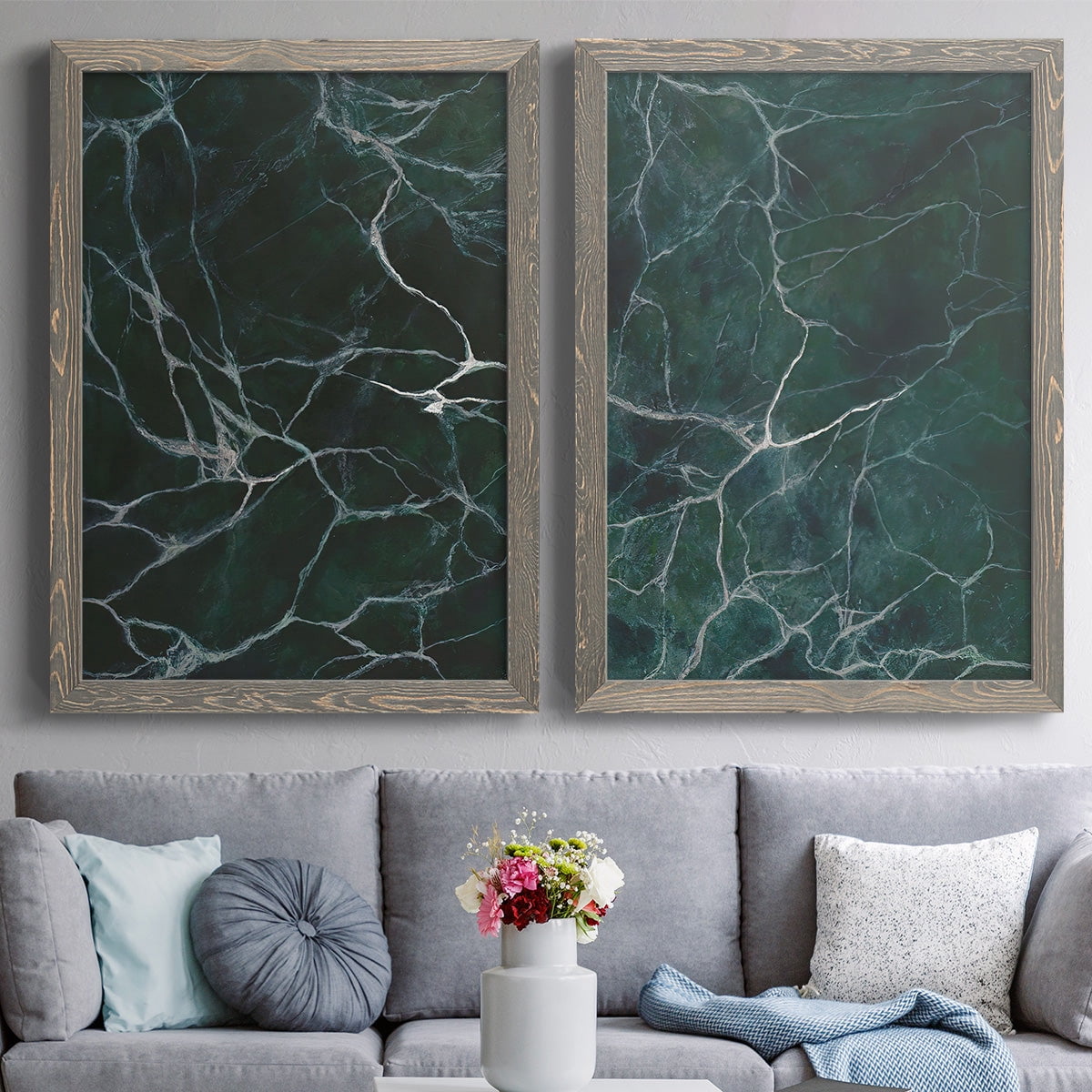 Jade Marble I - Premium Framed Canvas 2 Piece Set - Ready to Hang