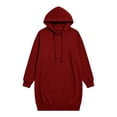 thumbnail image 6 of Busydd Hooded Sweatshirt Dress for Women with Kangaroo Pocket Casual Solid Color Drawstring Fall Dress Comfy Fashion Long Sleeve Dresses M, 6 of 6