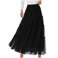 thumbnail image 4 of FAHXNVB Women's Tiered Tulle Skirts Elastic Waist A-Line Lightweight Flowy Ruffled Skirts Party Evening Fashion Casual Skirts, 4 of 5
