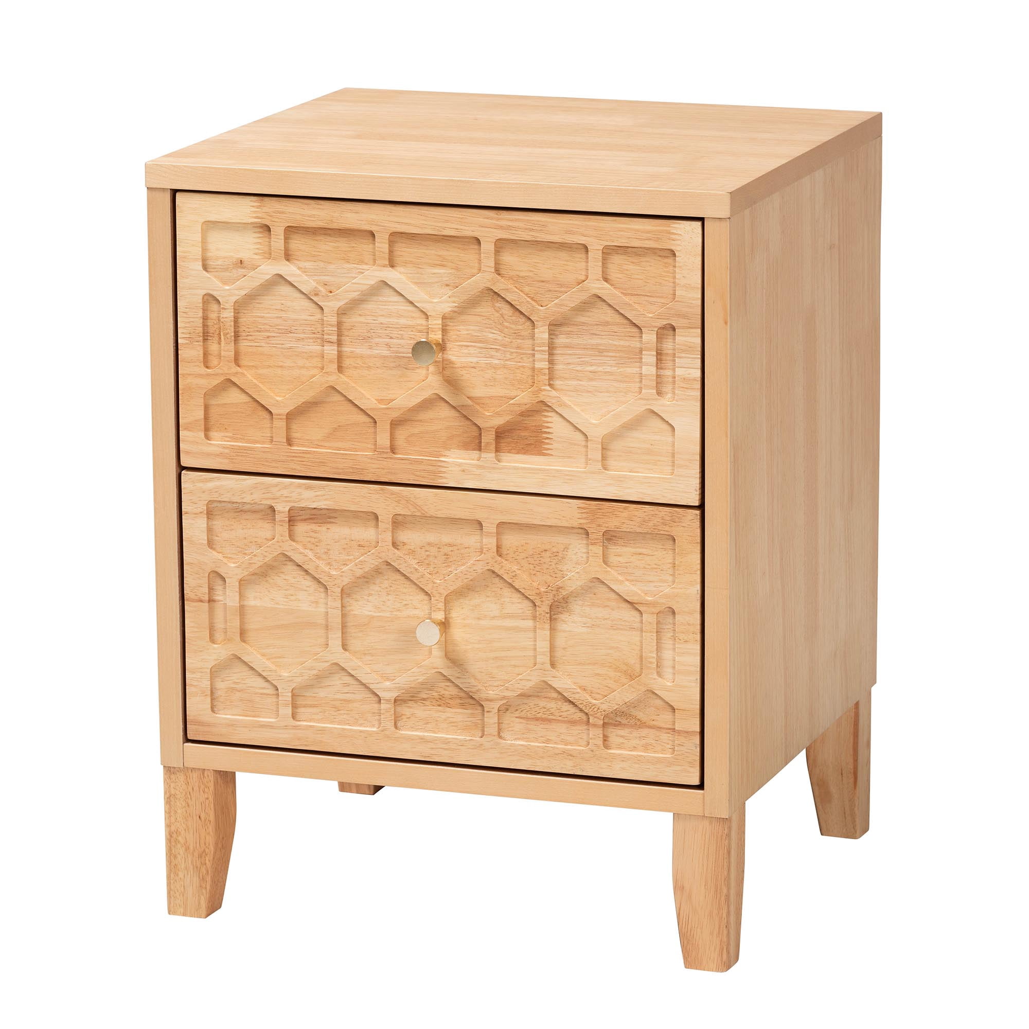 Baxton Studio Hosea Japandi Nightstand, 2-Drawer, Natural