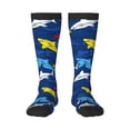 thumbnail image 2 of Lsque Cartoon Shark Printed Crew Socks Men's Women's LightWeight Thin Casual Calf Socks ,Knee High Socks,Cotton Socks, 2 of 9