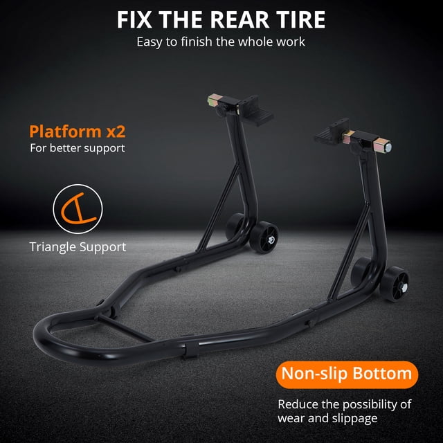 AKDSteel Motorcycle Stand, Heavy-Duty Front & Rear Stand Combo, 850 Lb Capacity Universal Paddock Lift For Sport And Cruiser Bikes