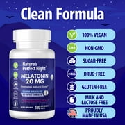 Natures Perfect Night, Melatonin 20mg Supplement, 180 Fast Dissolve Tablets, Natural Berry Flavor