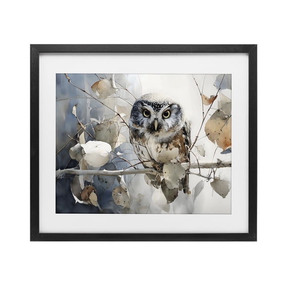 Stupell Industries Farmhouse Hoot Owl on Autumn Branch Black Framed Print Under Glass, 16 x 13, by Franklyn Gregory