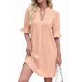 thumbnail image 2 of Summer Dresses for Women V Neck Short Sleeve Casual Shift Dress Orange L, 2 of 9