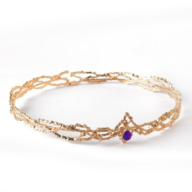 Diadema de corona redonda de elfos para mujer, diadema de circonita con gota de agua, accesorios nupciales para el cabello, tocado de boda, regalos, rey de la película