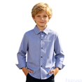 thumbnail image 2 of Fozruso Striped Button-Down Shirts for Boys Long Sleeve Collared Dress Shirts for Toddler and Kids, 2 of 7