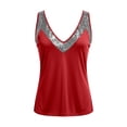 thumbnail image 4 of XAOFW Women'S T Shirts Solid Color Sequin Tank Summer Sleeveless V-Neck Comfort Soft Casual Daily Wear Tops, 4 of 4