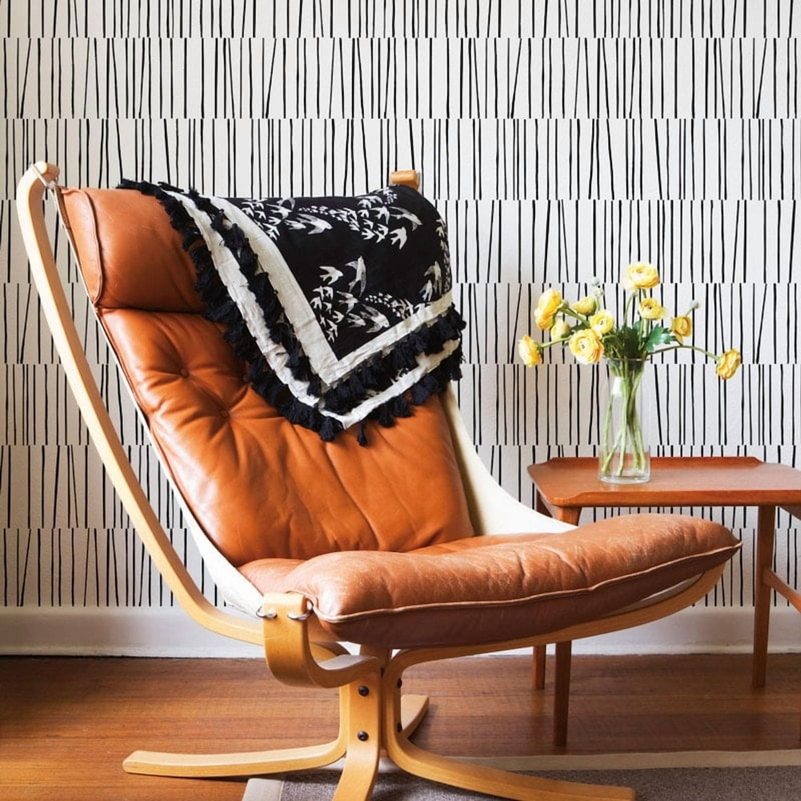 Tempaper x Bobby Berk Copper & Cream Shift Peel and Stick Wallpaper, 20.5" x 16.5'