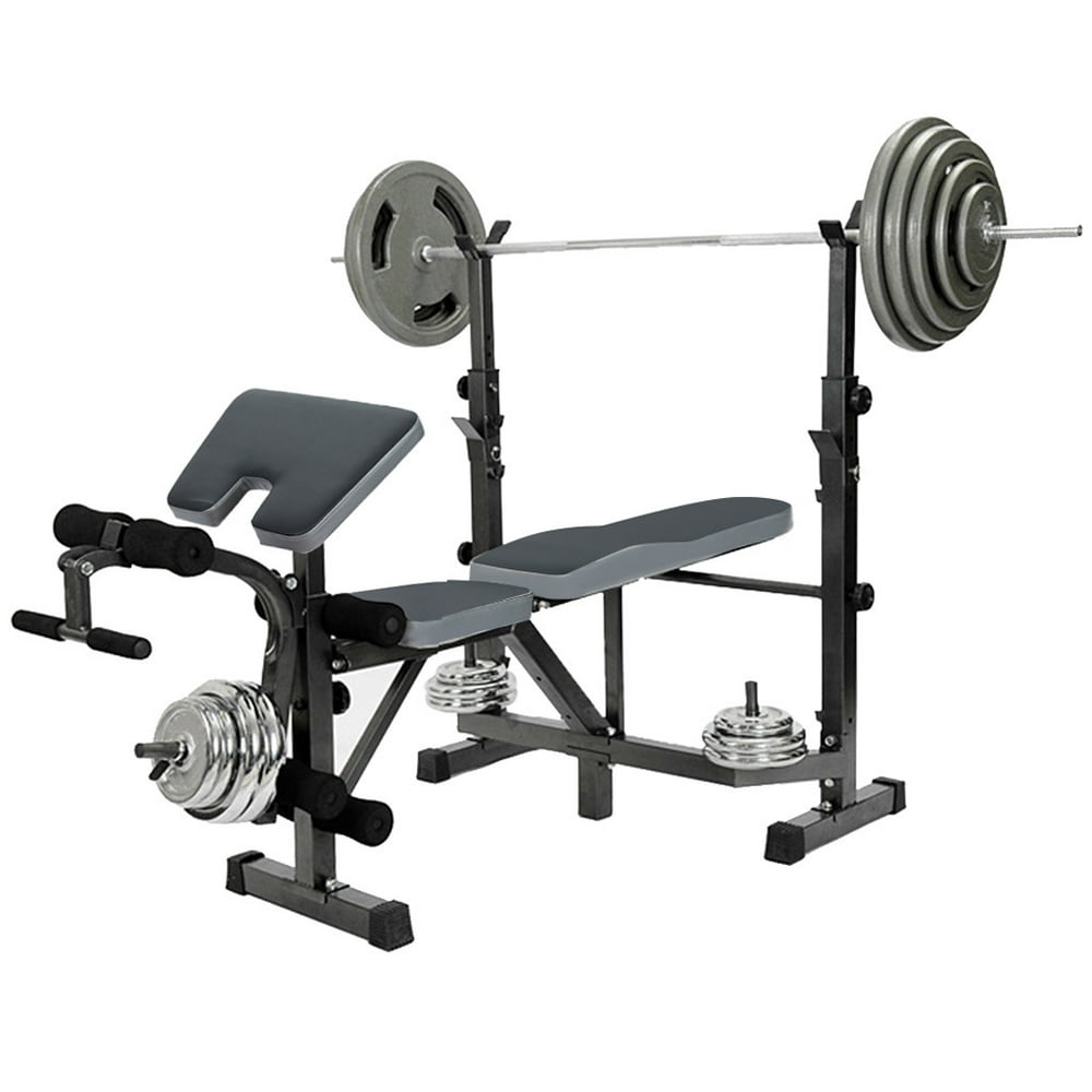 BLUKIDS Adjustable Olympic Workout Bench with Squat Rack 