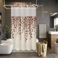 thumbnail image 5 of Eucalyptus Leaf No Hooks Shower Curtain with Snap-in Liner Country Red Leaves Flora Plant Linen Texture Shower Curtains for Bathroom, Waterproof, Easy Install, Washable 36"x78", 5 of 9