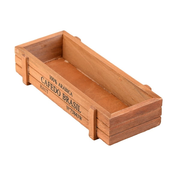 OUNONA Wooden Succulent Planter Brown HighQuality NonFading Durable for Decoration Small Potted Plants Storage Box