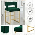 thumbnail image 5 of Lecut 26" H Counter Height Bar Stools Set of 4, Modern Velvet Bar Stools with Square Open Backrest and Gold Metal Frame, Kitchen Counter Stools for Island, Home Bar, Pub,Green+Gold, 5 of 9