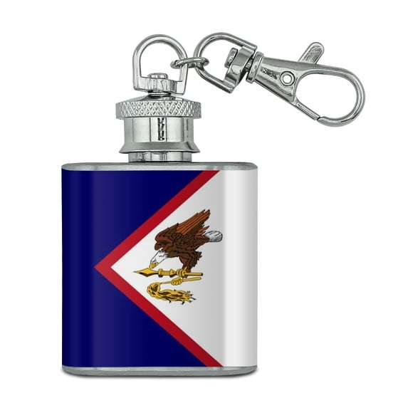 American Samoa US Territory Flag Stainless Steel 1oz Mini Flask Key Chain