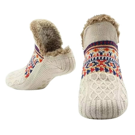 

Heiheiup Men Home Slippers Socks Floor Socks Knitted Plush Warm Carpet Socks Home Sleeping Socks Cushioned Socks for Women