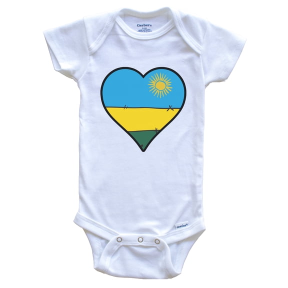 Rwanda Heart Rwandan Flag Baby Bodysuit