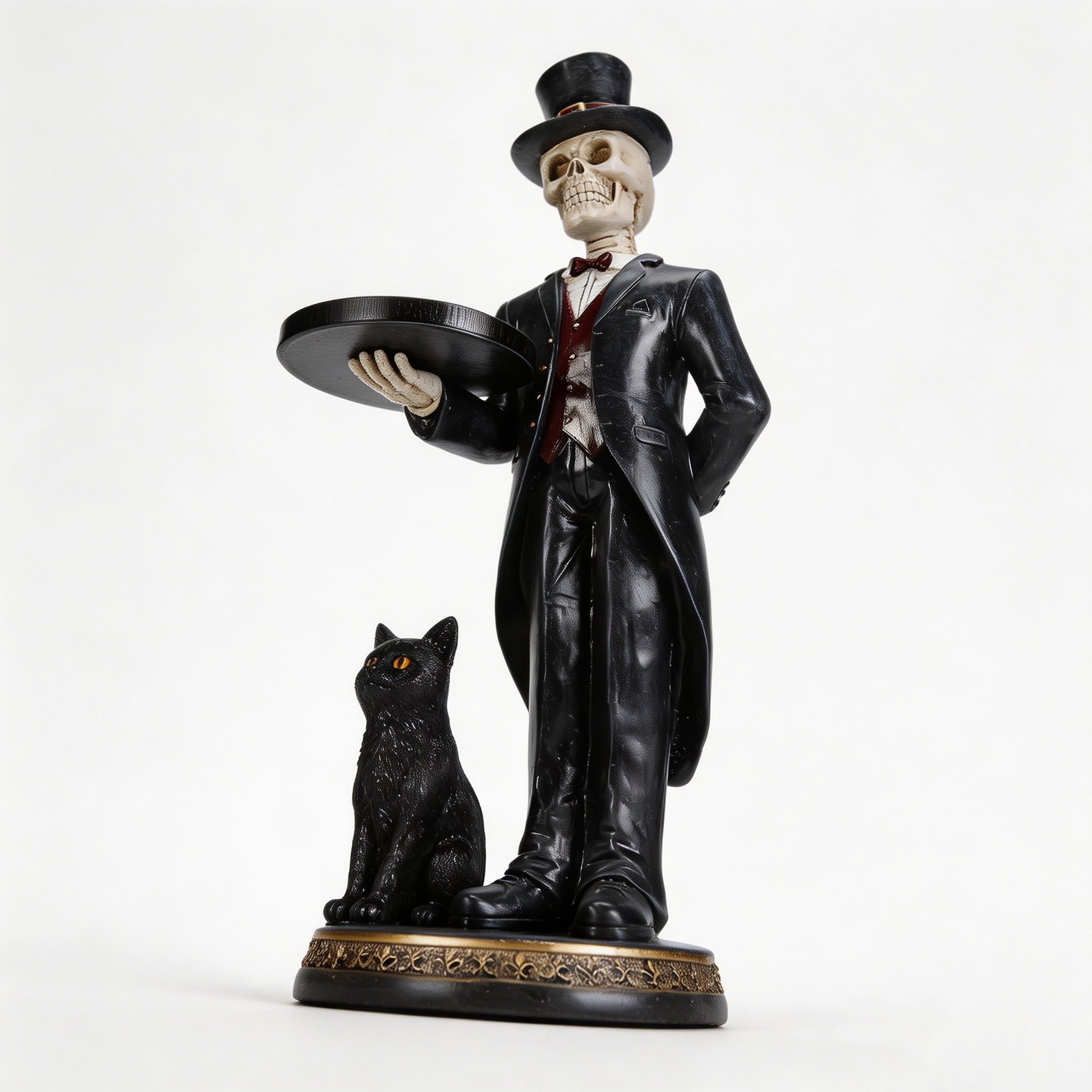 Alvantor Halloween Skeleton Statue with Tray Resin Butler Decor for Home Entryway