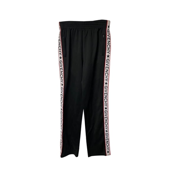 Pre-Owned Givenchy Logo Tape Track Pants in Black Polyester