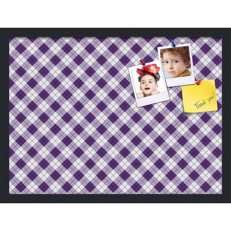 PinPix 23x17 Custom Cork Bulletin Board Argyle Purple Poster Board Has a Fabric Style Canvas Finish Framed in Argyle Purple by ArtToFrames (PinPix-633)