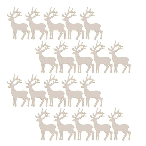 HEMOTON  20 Pcs Animal Wooden Slices Deer Home Decor Strips Ornaments for Crafts