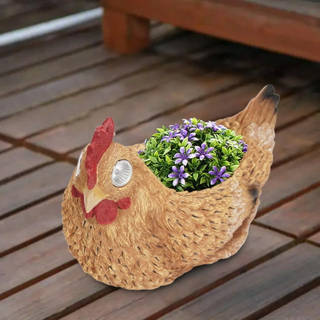 Solar Hen Succulent Pot Weather Garden Planter With Smart Light Sensor Suitable For Indoor And Outdoor Use A Addition To Flower Beds And Patios Shelving Hooks 1 with Tray Metal Flower Metal Flower Pot