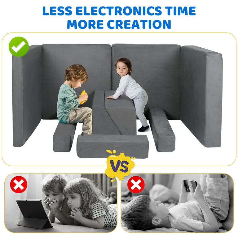 AILEEKISS 9 Pcs Kids Sofa Couch Playset, Indoor Baby Play AILEEKISS 9 Pcs Kids Sofa Couch Playset, Indoor Baby Play