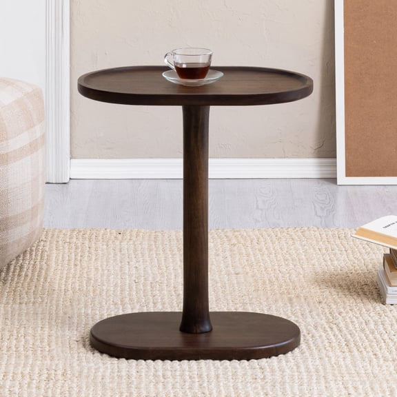 MH London Crawford C Table for Sofa, C Shape End Table, Solid Mango Wood Slide Under Sofa Table, 20 x 13 x 22 in, Espresso