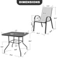 thumbnail image 6 of Nuu Garden 5 PCS Patio Dining Set, Metal Outdoor Table and Chairs, with 4 Stackable Chairs and 31.5" Square Table with Umbrella Hole, Outdoor Dining Set, Gray and Black, 6 of 10