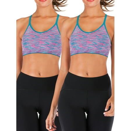 

YouLoveIt Women Sports Bra 2 pack Women Ladies Sports Bra Crop Tops Sexy Beauty Back Sports Bra Workout Sports Bras Cross Back Padded Sports Bras Yoga Bra with Removable Cups