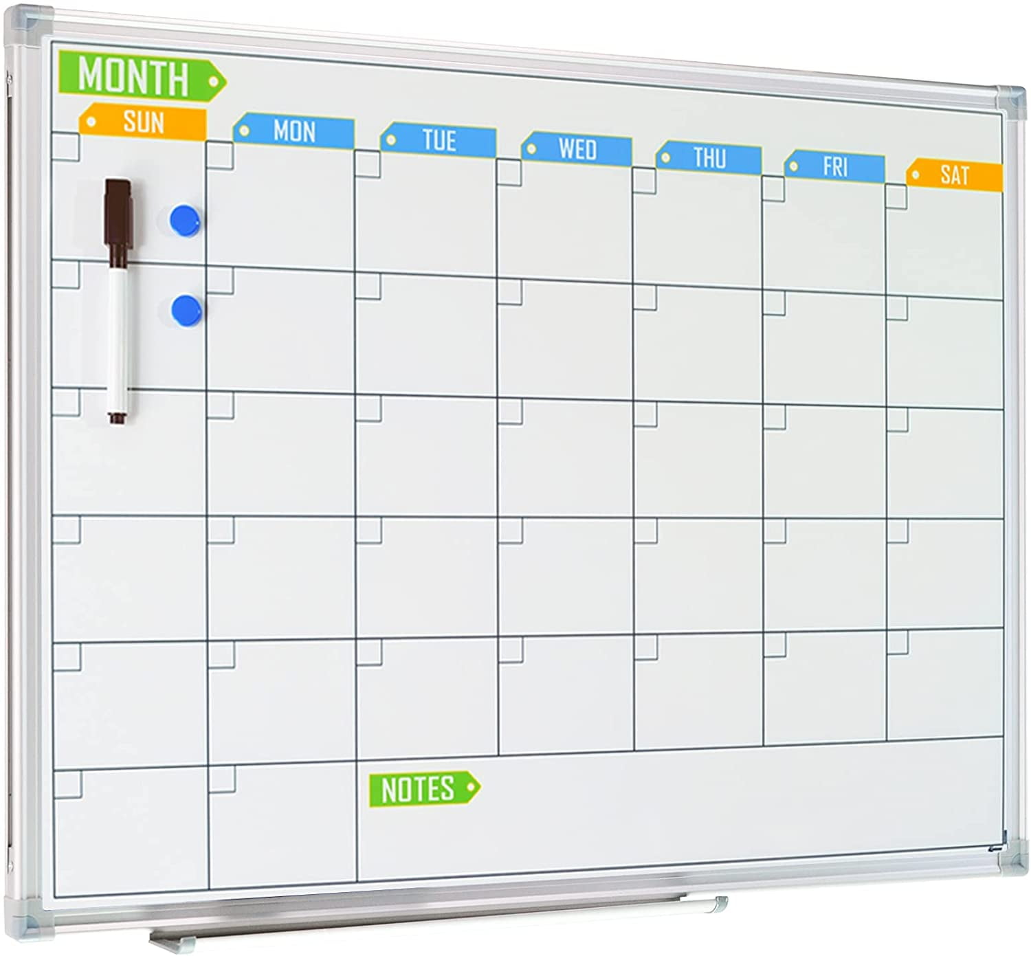 White Board Calendar Wall Dry Erase Monthly Planner 24X18" 5 Magnetic & 