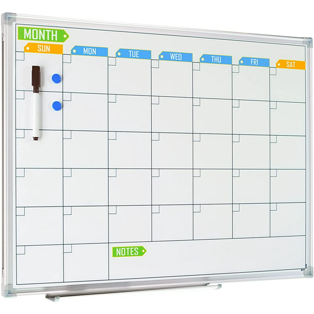 Dry Erase Calendar White Board 24" x 18", Double Sided Framed