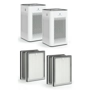 Medify Air Home Air Purifier, White (2 Pack) w/ H13 HEPA Filter (4 Pack)
