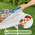 thumbnail image 5 of Boho Canopy Floral Round Table Cover 44Inch, Elastic Fitted Tablecloth for 38-42 Inch Tables, Stain Resistant Fabric, 5 of 7