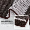 thumbnail image 5 of PrimeBeau Microfiber Chenille Striped Shaggy Bath Rug, Super Absorbent, Non-Slip, Machine-Washable, Pack of 2, Chocolate, 5 of 7